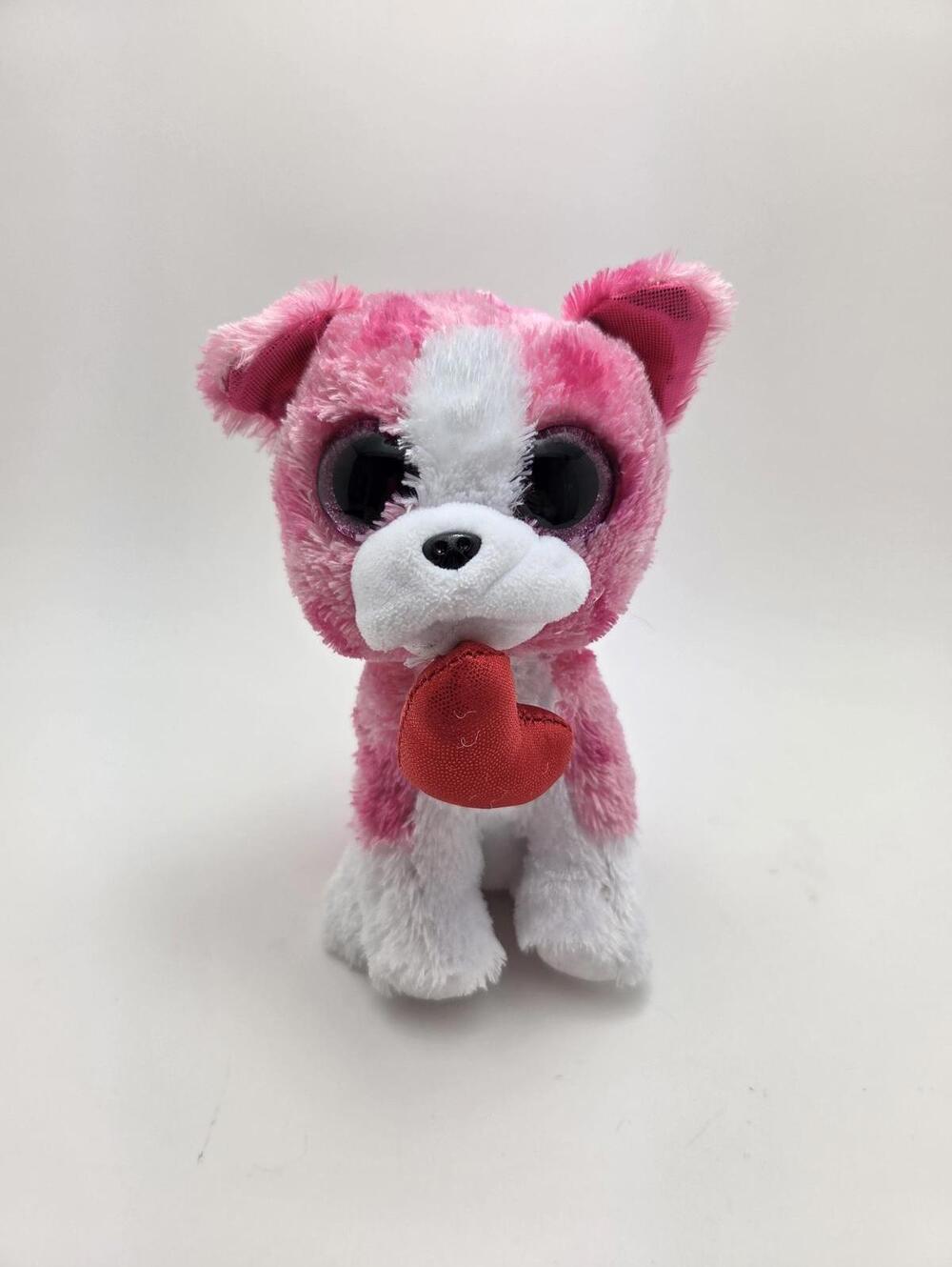 Ty Beanie Boo “Romeo” the Pink Dog Holding Heart - No Hang Tag (6 inch)